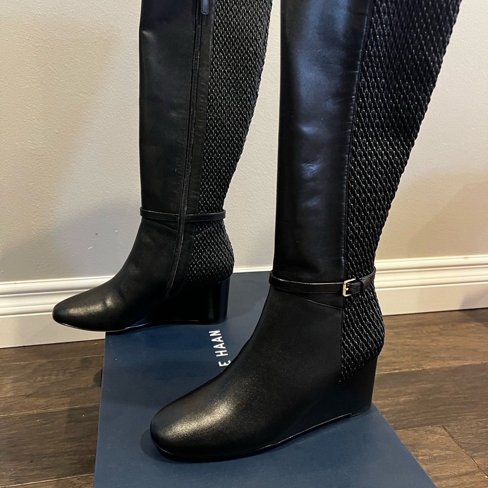 Cole Haan Women's Lauralyn Stretch Wedge Knee High Boot NIB